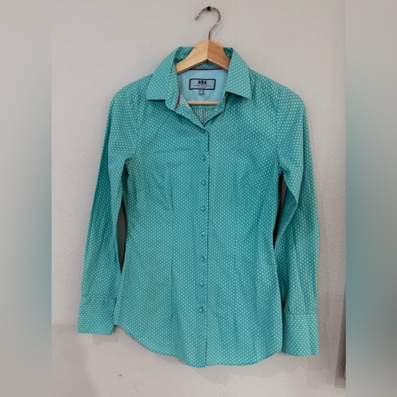 Women’s Hawes & Curtis Fitted Button Down Collared Shirt Blue Size UK 8 - Picture 1 of 4